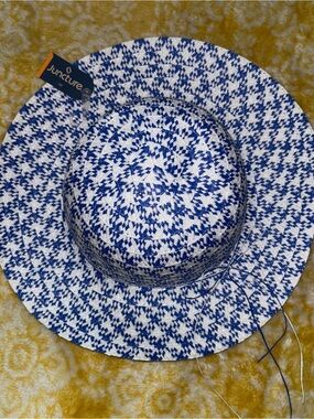 Juncture Blue & White Woven Wide-Brim Sun Hat NWT